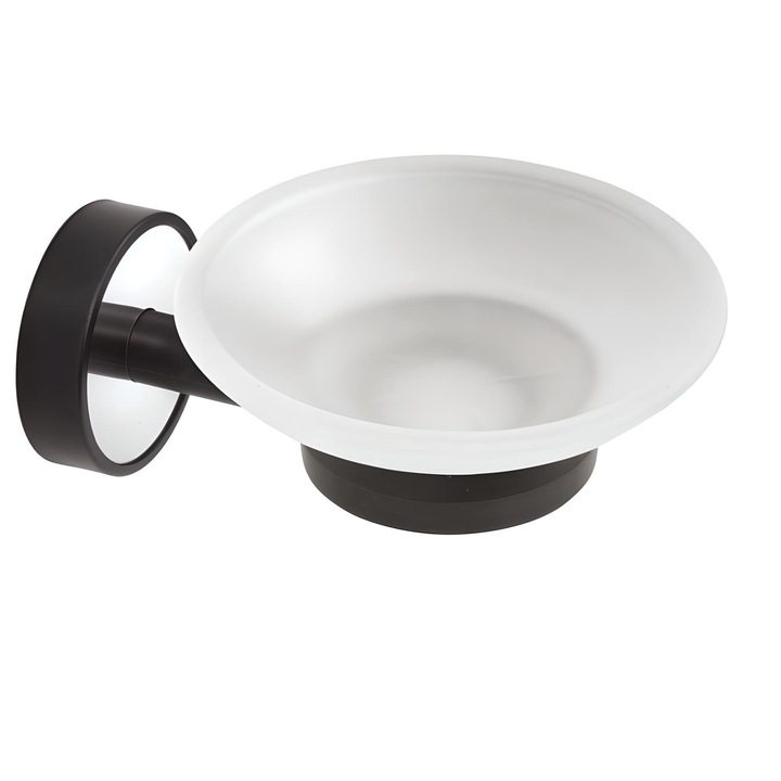 Sapuniera, Kapitan, Optimo, Sticla si otel inoxidabil, Negru/Crom