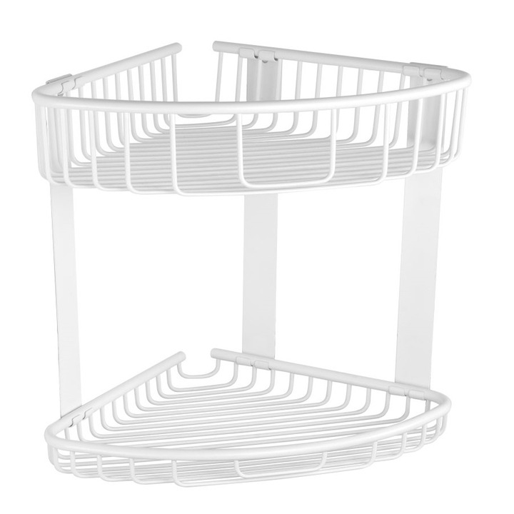 Етажерка Kapitan, Двойна, Дълбока и плитка, Бял Мат