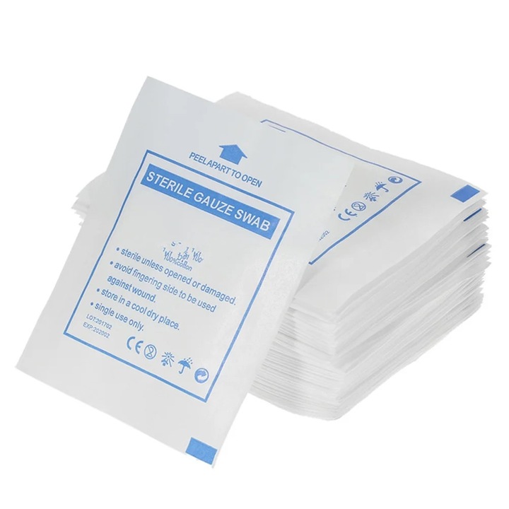 Tampoane Pansament pentru rani , 5x5x0.1cm, alb, set de comprese din bumbac sterile
