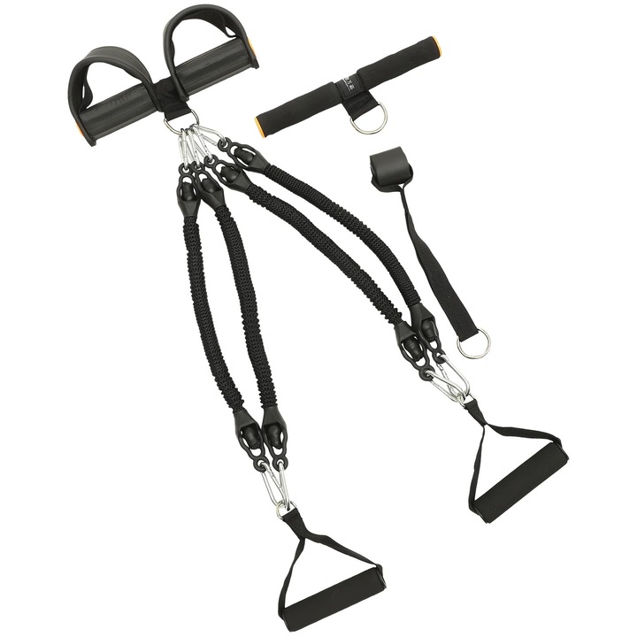 Sfoara de intindere pentru fitness, neagra, 52x26.5x5cm, ideala pentru antrenamente biceps, triceps, umeri, abdomen