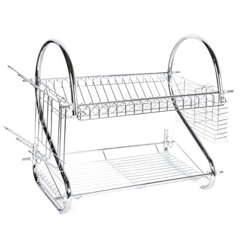 Scurgator vase,tip suport pe 2 nivele,metal cromat,cu suport pentru tacamuri si pahare,dimensiune 53.5 x 26 x 39 Scurgator vase,tip suport pe 2 nivele,metal cromat,cu suport pentru tacamuri si pahare,dimensiune 53.5 x 26 x 39