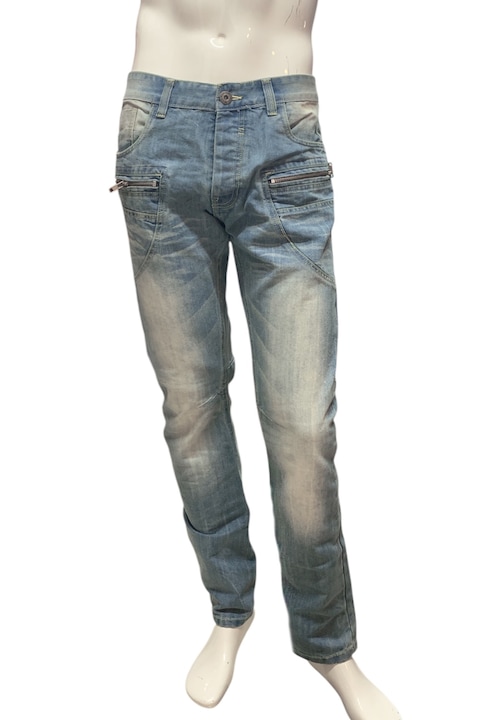 Férfi farmer Enzo EZ354 17812980 90-24, Dekoratív cipzárak, pamut, W34L, kék