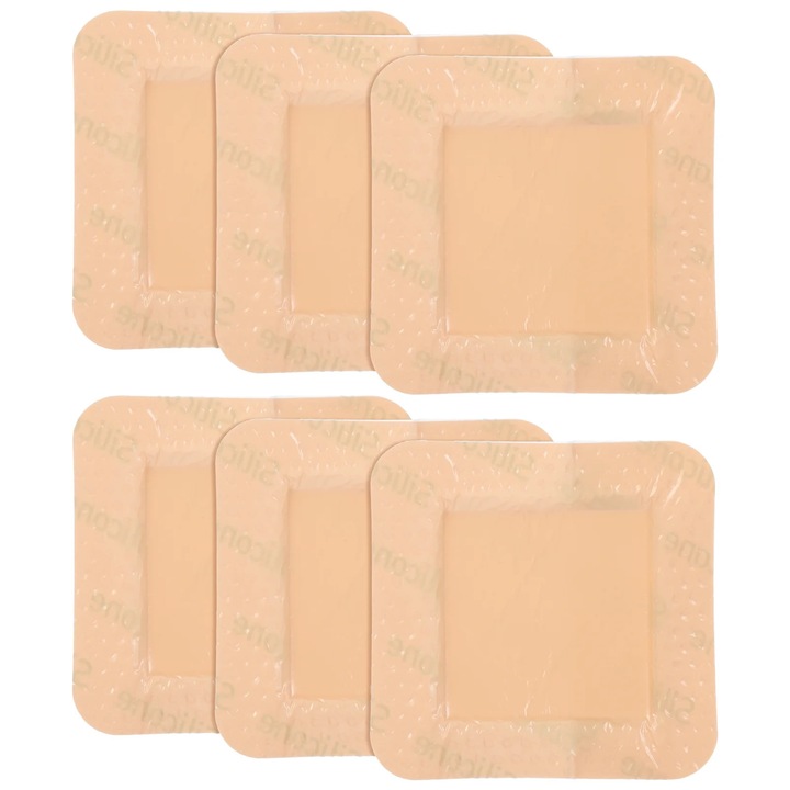 Plasturi pentru rani, 6 bucati, silicon, 7.50x7.50x0.50cm, culoarea pielii