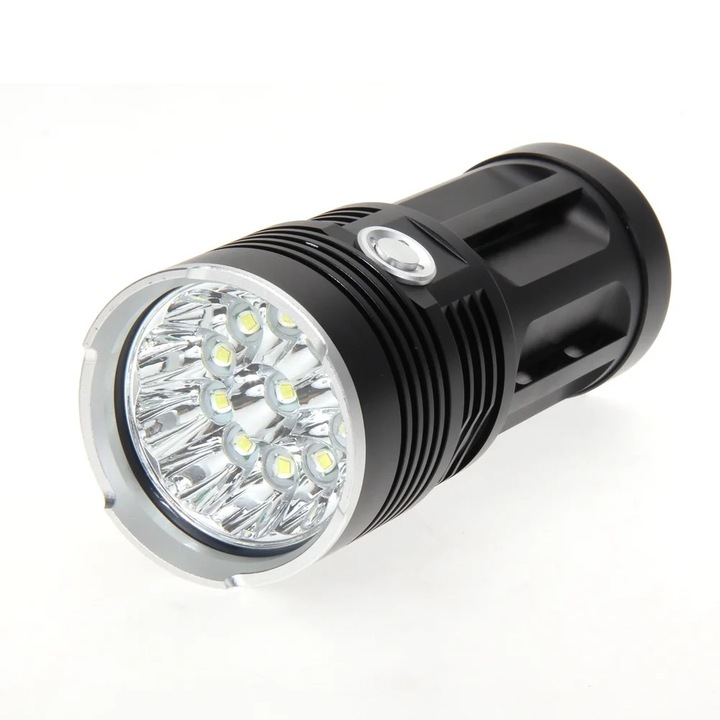 Преносим фенер 4800LM, 12LED, IPX5, черен, 133x58x58mm, без батерия