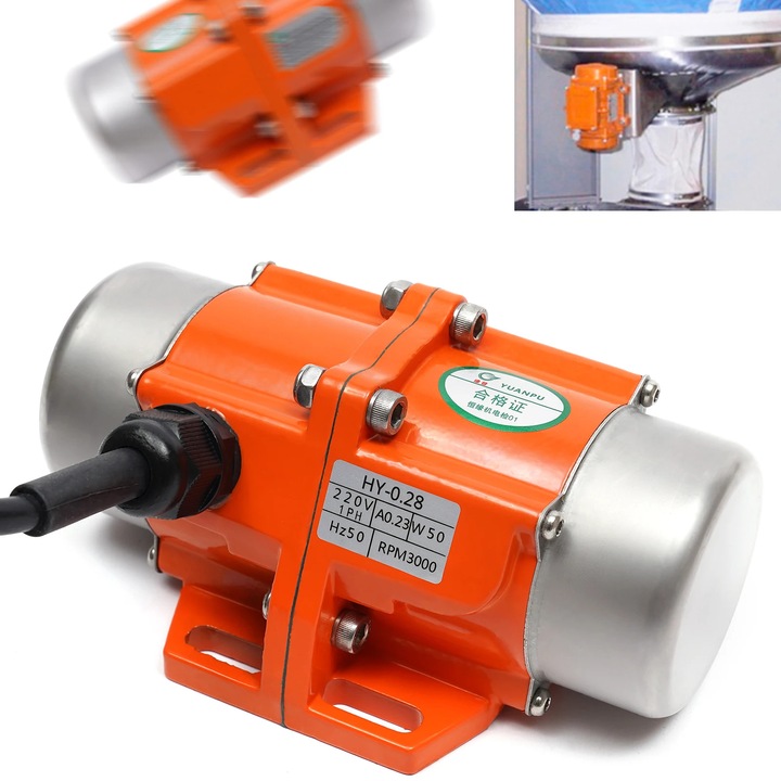 Rezgőmotor, 40W/50W/60W/90W/100W, 1 fázisú vibrátor, 220V, aszinkron rezgőmotor, teljesítmény 50W
