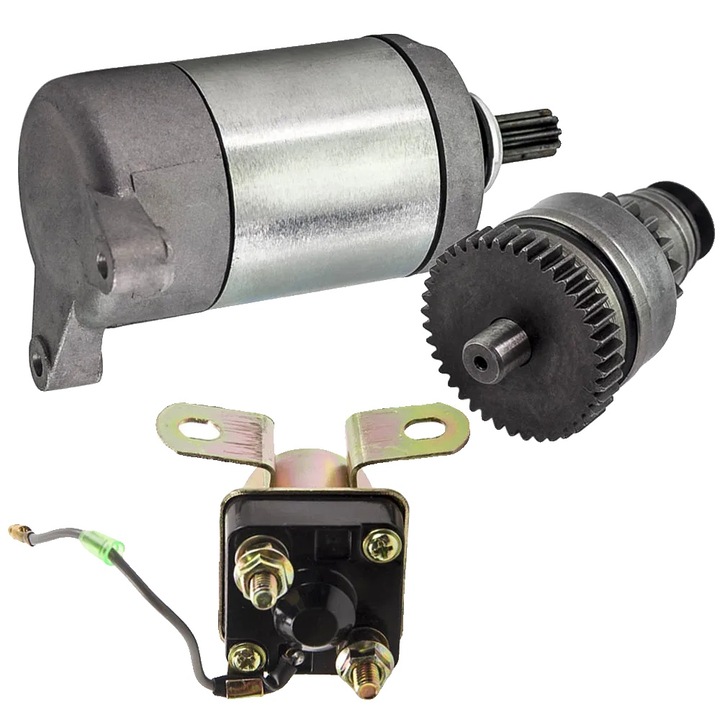 Motor de pornire 12V, 40 dinti, 14x9x23cm, compatibil cu Polaris Sportsman 500 (1996-2002), argintiu/auriu