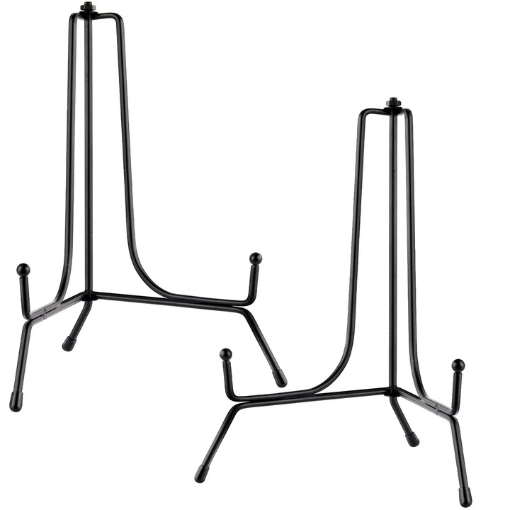 Set 2 suporturi metalice pliabile antiderapante pentru farfurii negre 19.9x8cm