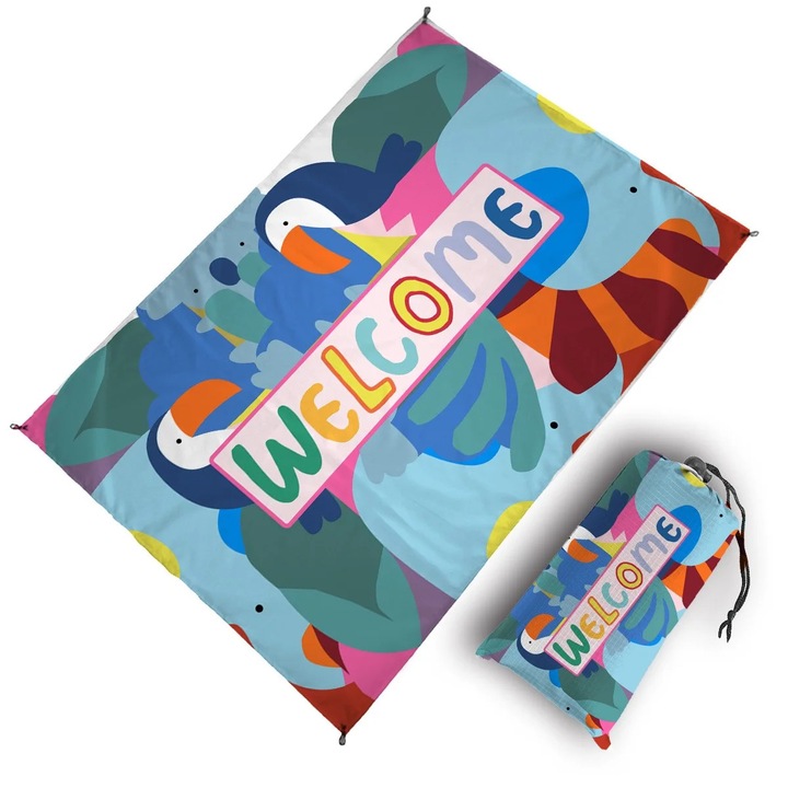 Patura de picnic impermeabila, 100x140cm, multicolor, compacta si rezistenta