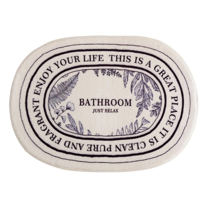 Covorase baie set, covor moale alb-negru, absorbant, antiderapant, 30x20x6cm