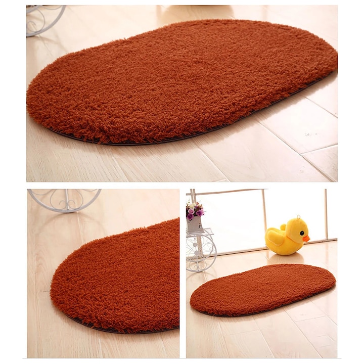 Covoras baie microfibra, moale, absorbant, antiderapant, maro, 40x8x8cm