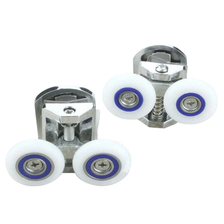 Set de role de dus pentru usi, 25mm, multicolor, din plastic si aliaj, pentru usi de sticla 12-14mm