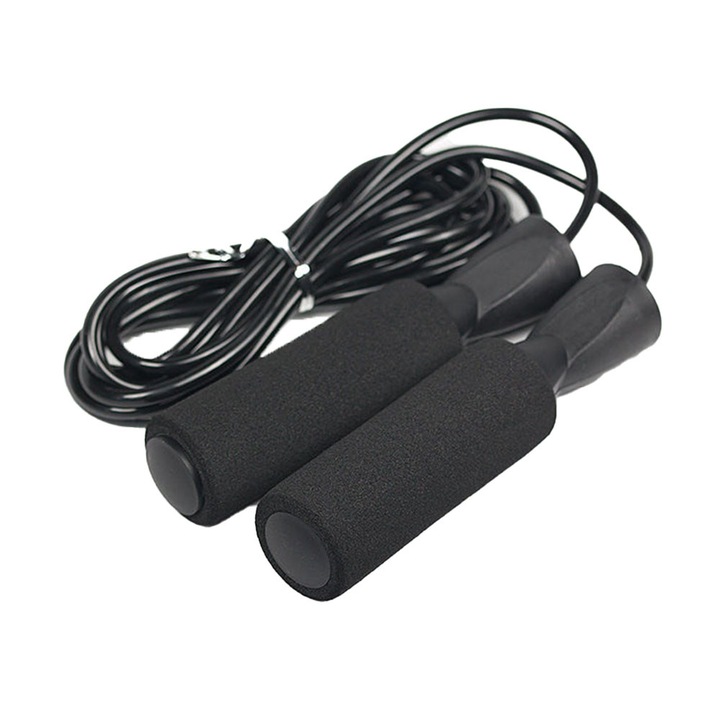 Coarda de sarit reglabila cu manere captusite (negru)