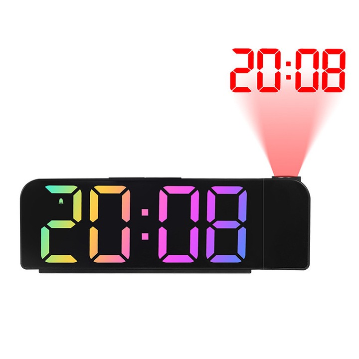 Ceas desteptator digital AMRINUGL cu proiectie, luminozitate ajustabila, proiectie multi-unghi