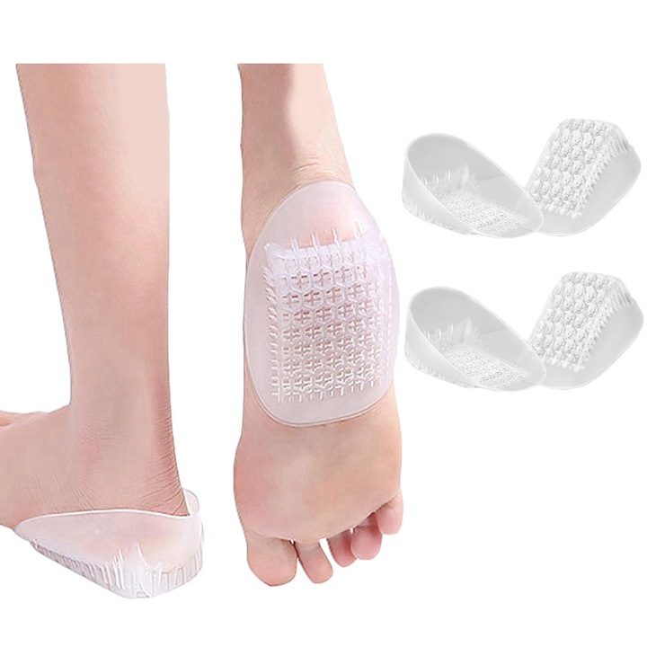 Set 2 perechi talpi gel, suport pentru dureri de calcai si fasciita plantara, silicon, universal