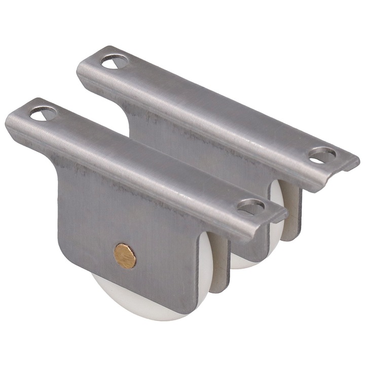 Set 2 roti cu role pentru usi glisante, Enforose, 38mm, din otel inoxidabil si POM, pentru usi din sticla de baie