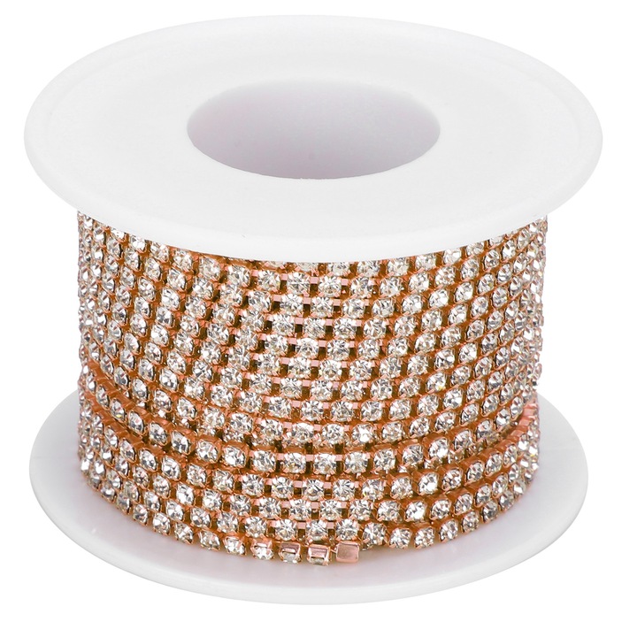Lánc műgyémántokkal, Enforose, Dekorációhoz/barkácsoláshoz, 2.5mm