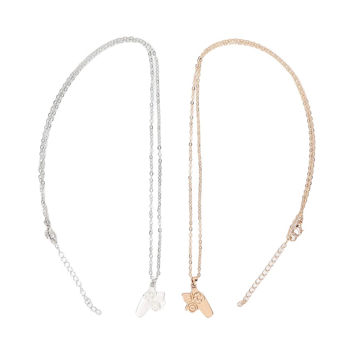 Set coliere cu pandantiv magnetic pentru cupluri, Enforose, aurie si argintie, 355mm