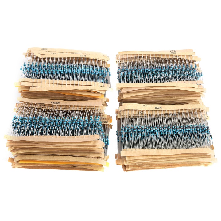 Set 3120 Rezistoare 1/4W, Enforose, 156 tipuri, aliaj de argint, 1O~10MO