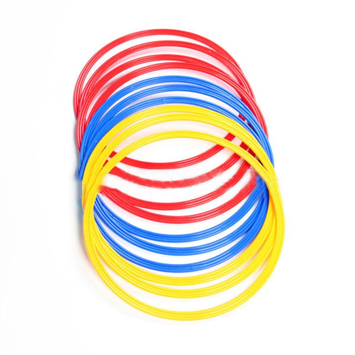 6 броя многоцветни рингове за тренировка по футболна скорост, рингове за ловкост за контрол на топката