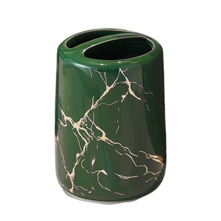 Fogkefetartó, Enforose, kerámia, 2 rekeszes, többszínű