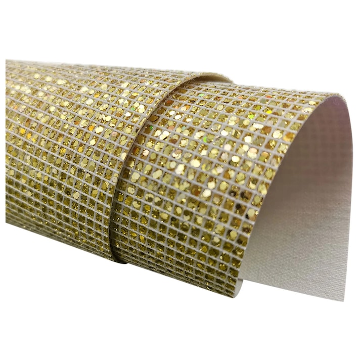 Material textil, piele sintetica aurie, 20x30cm, set 1 bucata