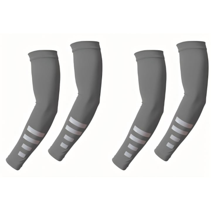 Set de 2 perechi de maneci reflectorizante pentru protectie UV impotriva soarelui de vara, incalzitoare pentru brate pentru ciclism nocturn, alergare, esentiale pentru exterior, barbati si femei, 43 cm, 2 x Gri