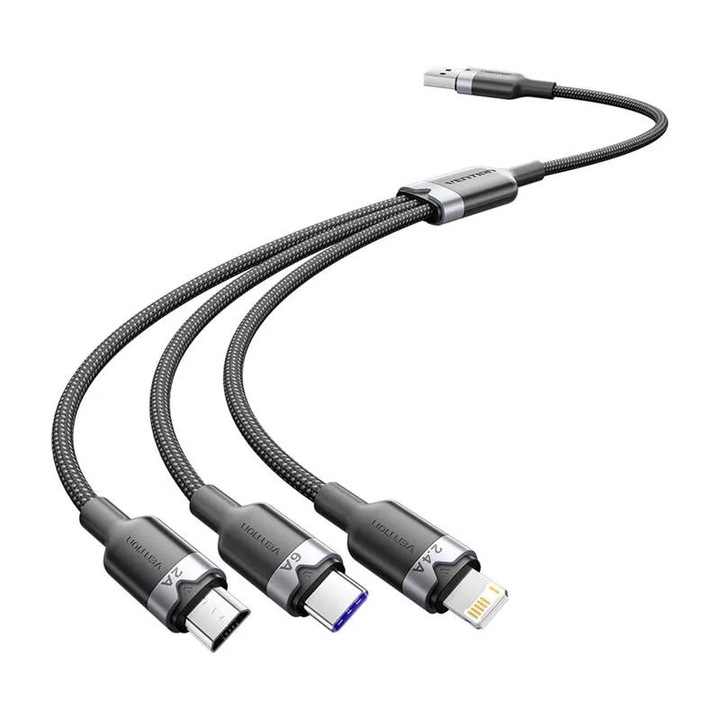 USB 2.0 A – 3 az 1-ben 6 A kábelszellőztető CTRBG 1,5 M (fekete)