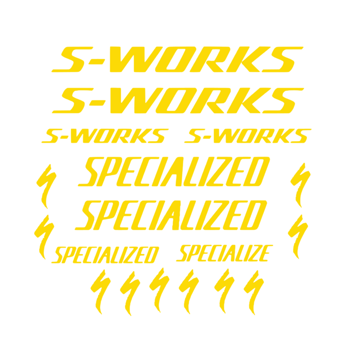 Set Stickere profesionale cadru bicicleta Specialized/S-Works, Auriu