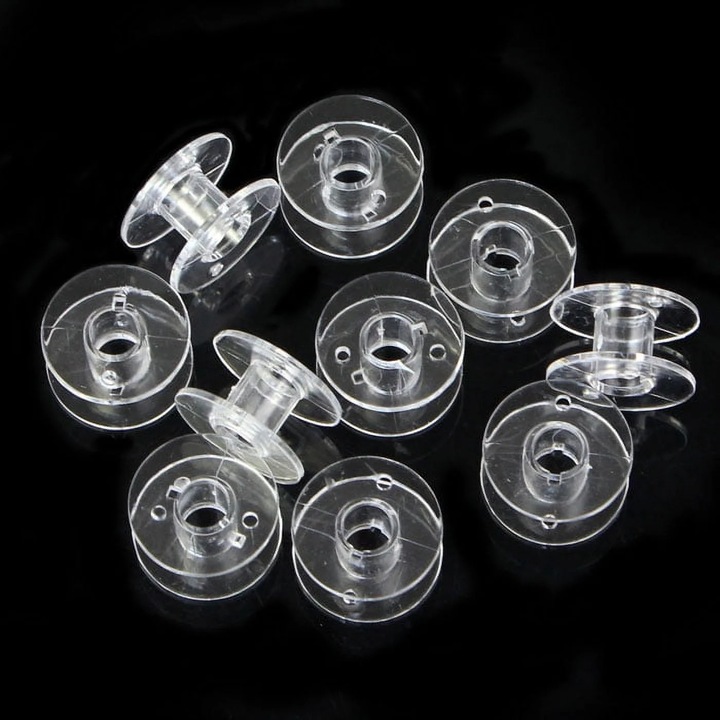 Átlátszó műanyag orsókészlet varrógépekhez, 10 db, 21x10mm