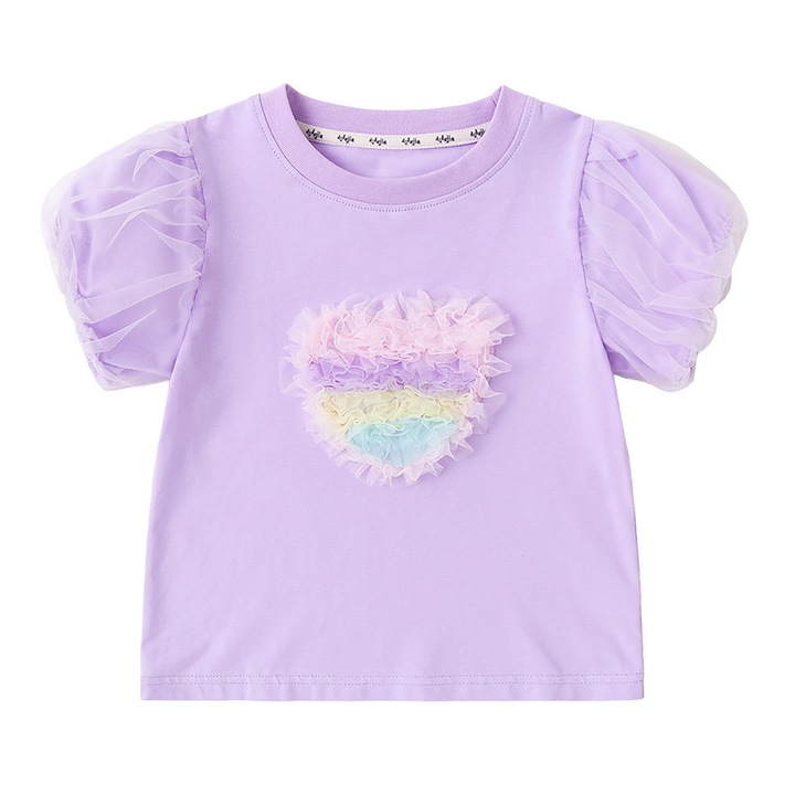 gyerek polo, pamut, vilagos narancssarga, feher, Halványlila