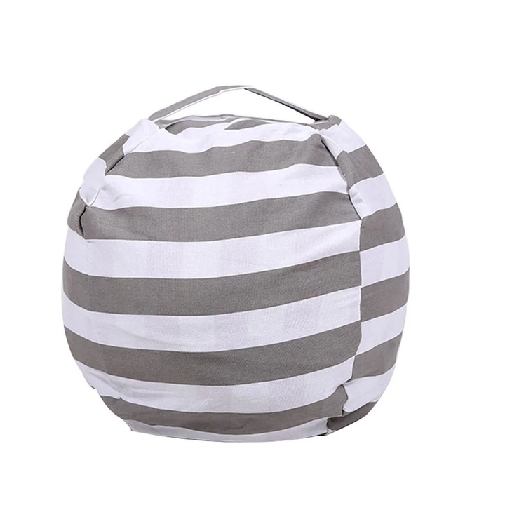 Sac depozitare jucarii plus YANYXR, model dungi, albastru, 40x40cm