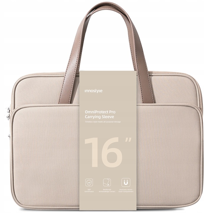 Innostyle Geanta Laptop Femei 15 6 16 Impermeabil Omniprotect Bej