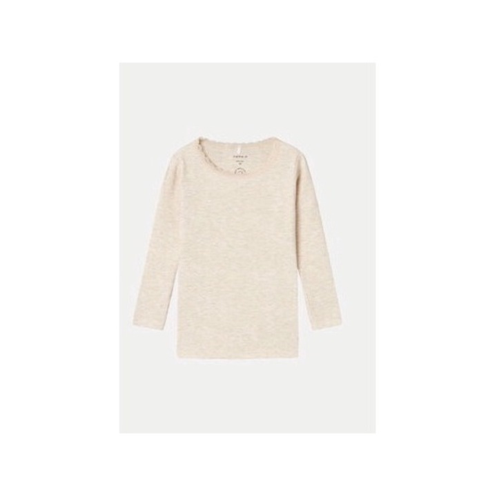 Bluza fete, Name It, 304434068, Bumbac organic/Modal, Bej, Bej, 104 CM