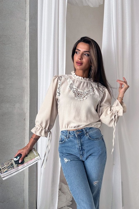 Bluze Dama Eleganta cu Dantela, Ivoire