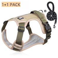 Ham pentru caini fara tragere, Oxford reflectorizant reglabil, control usor, Ham pentru caini de dimensiuni medii, cu o lesa de caine de 1, 5 m - (Gat: 36-46 cm, piept: 36-50 cm), MARIME S