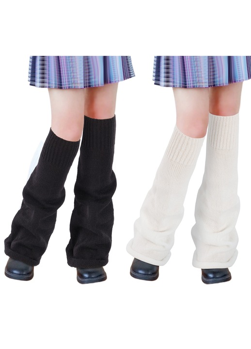 Jambiere dama, GOGOU®, 2 perechi, Tricot, marime universala, Alb si Negru