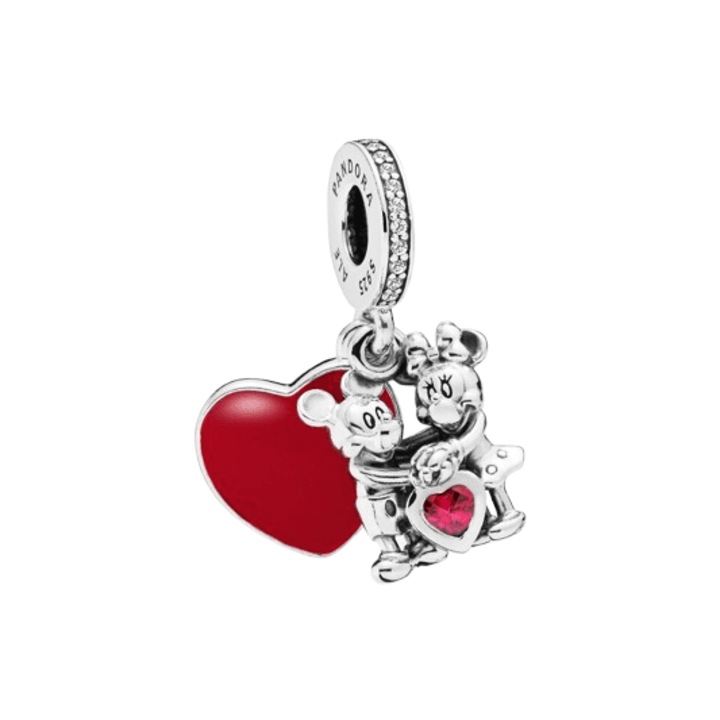 Талисман, съвместим с гривна Pandora, модел Disney Mickey & Minnie Love, изработен от сребро 925