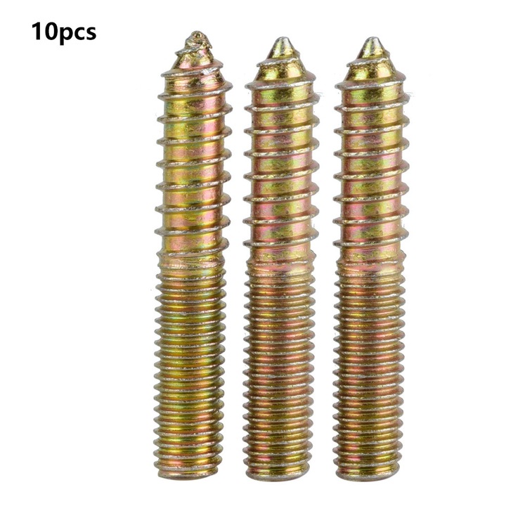 10 buc 10 * 60mm surub cu dibluri Conector pentru mobilier pentru prelucrarea lemnului surub cu doua capete