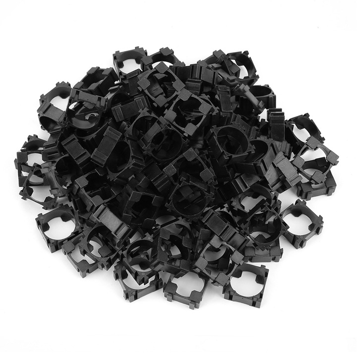 Suport baterii cilindrice 18650 set 100 piese negru 18.4mm