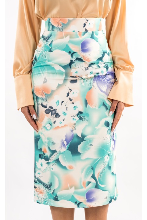 Fusta Florala Albastra Dreapta, Verde