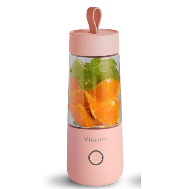 Blender de fructe 600 ml, incarcare USB, violet