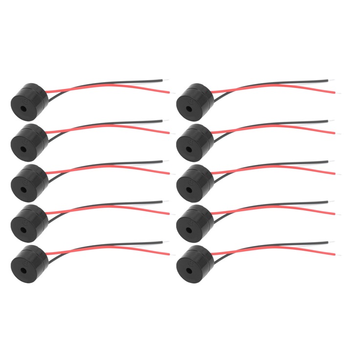 10 db aktív piezoelektromos hangjelző riasztó, 12V, DC 3-24V