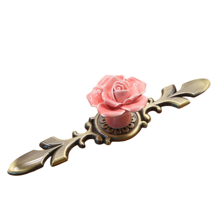 Керамична розова сплав База Копче за врата на шкаф за чекмедже Мебелна дръжка #2