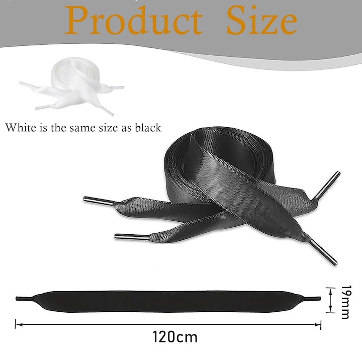 Комплект от 2 чифта плоски сатенени връзки за обувки, ZGGZERG, 120 см чифта копринени връзки за обувки, Подходящи за обувки с 5-6 дупки, Сатенен блясък, Дизайн със заключващ се ръб, Не избледнява, Гладки и меки, Полиестер, Черно/Бяло