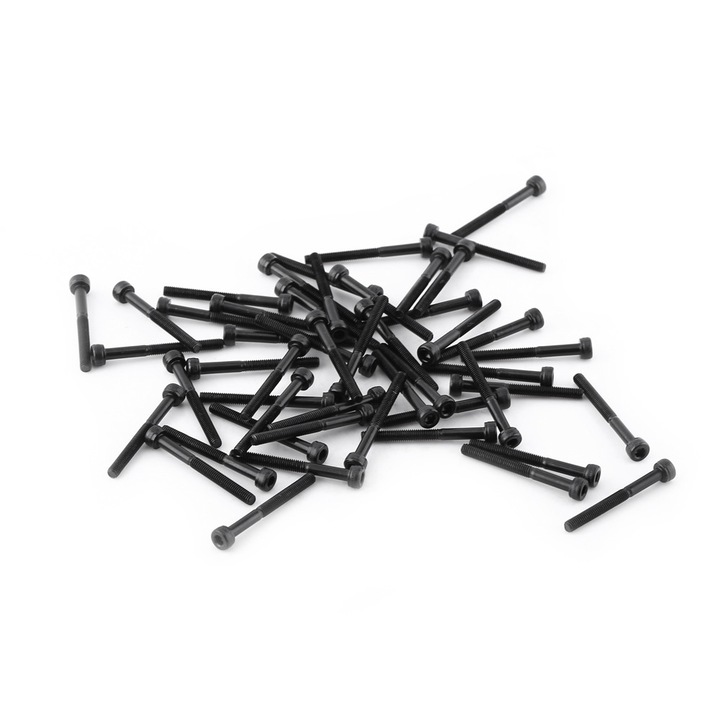 Set de suruburi cu cap hexagonal M3, Enforose, negru, 50 buc, dimensiune M3*30mm, partial filetat