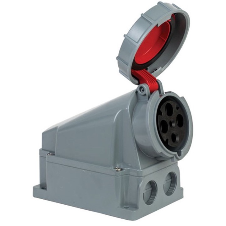 Priza trifazica aplicata 4 poli 63A 3P+E 6h CEE 380V IP67