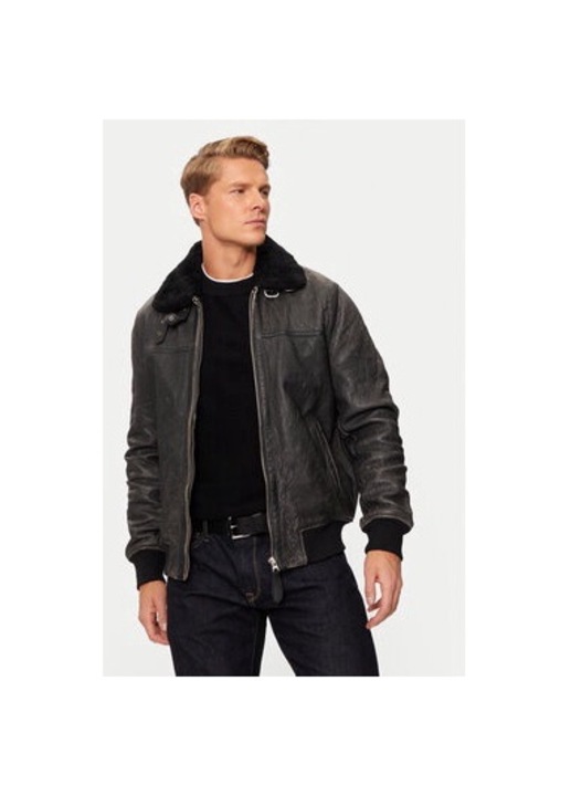 Geaca barbati, Schott NYC, 304869853, Piele naturala, Negru, Negru, S