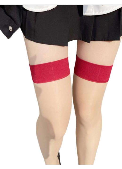 Dresuri dama nude cu detalii rosii, stil thigh-high, elasticitate ridicata, 1 pereche