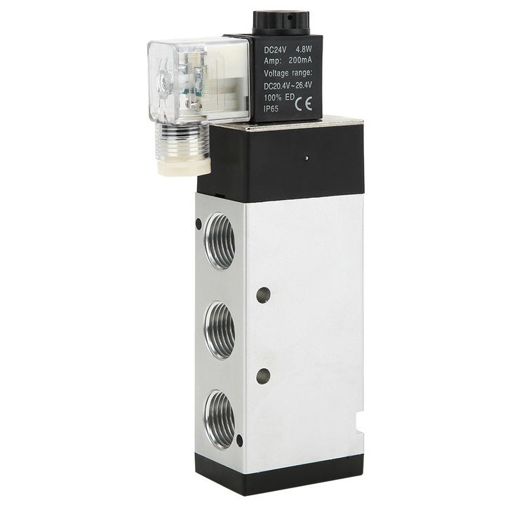 Supapa pneumatica 4V410-15, corp din aliaj de aluminiu, 2 pozitii, 5 cai, integrare usoara Enforose