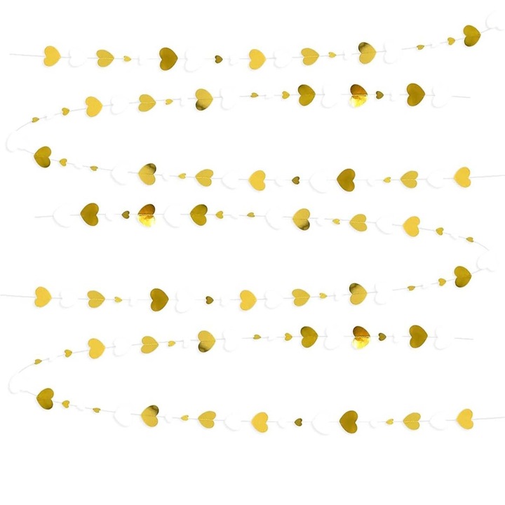 Банер със сърце, Flippy, тип ресни, 4 м, включена ролка с конец, златисто/бяло